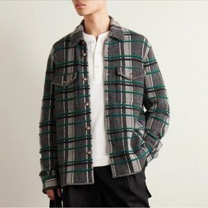 NWT Guest In Residence charcoal  plaid work shirt 100% cashmere size L